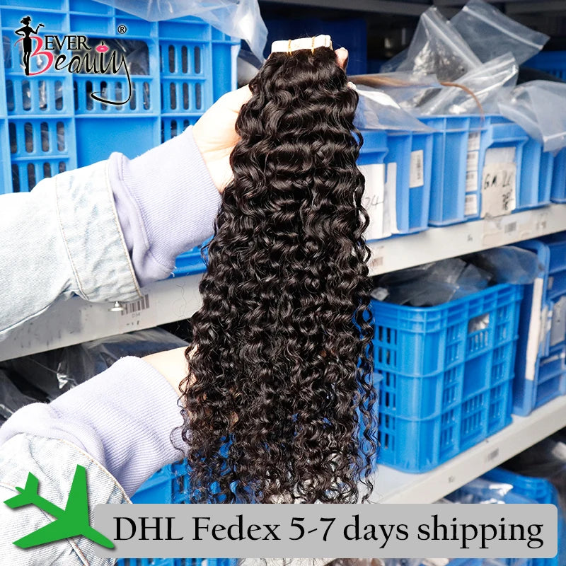 Deep Curly Tape In Human Hair Extensions For Black Women Loose Curly Tape Ins Brazilian Bulk Virgin Microlink Hair Ever Beauty