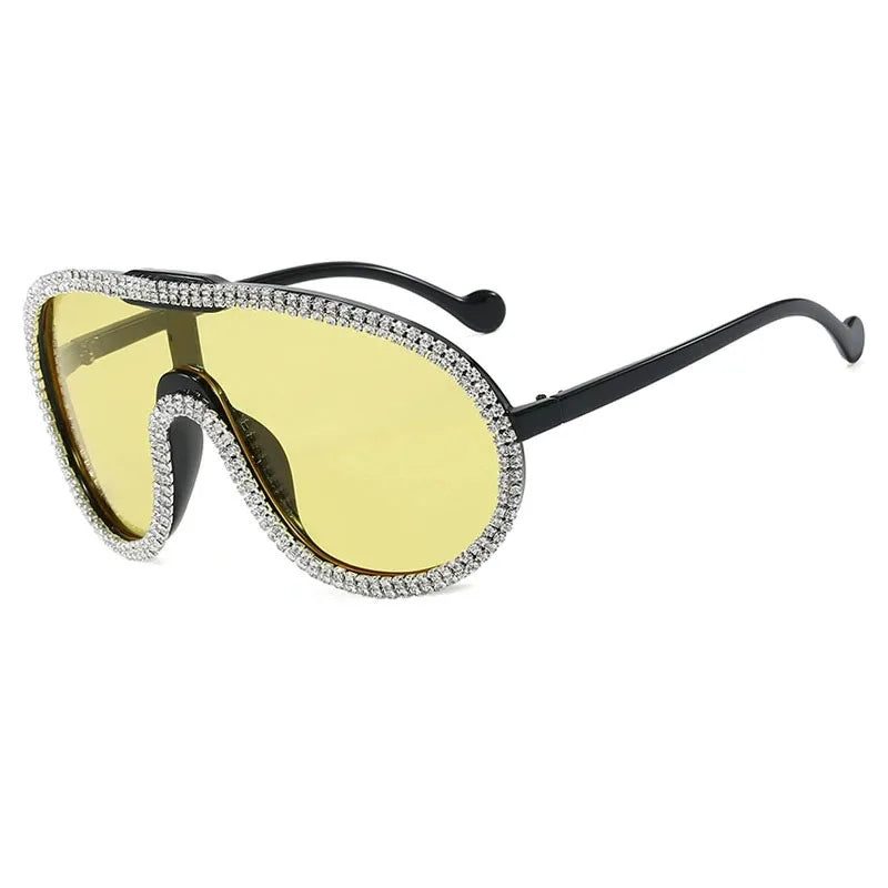 Summer Beach One-Pieces Handmade Big Sunglasses Women Oversized Yellow Fashion Sun Glasses Men UV400 Lunette Soleil Femme