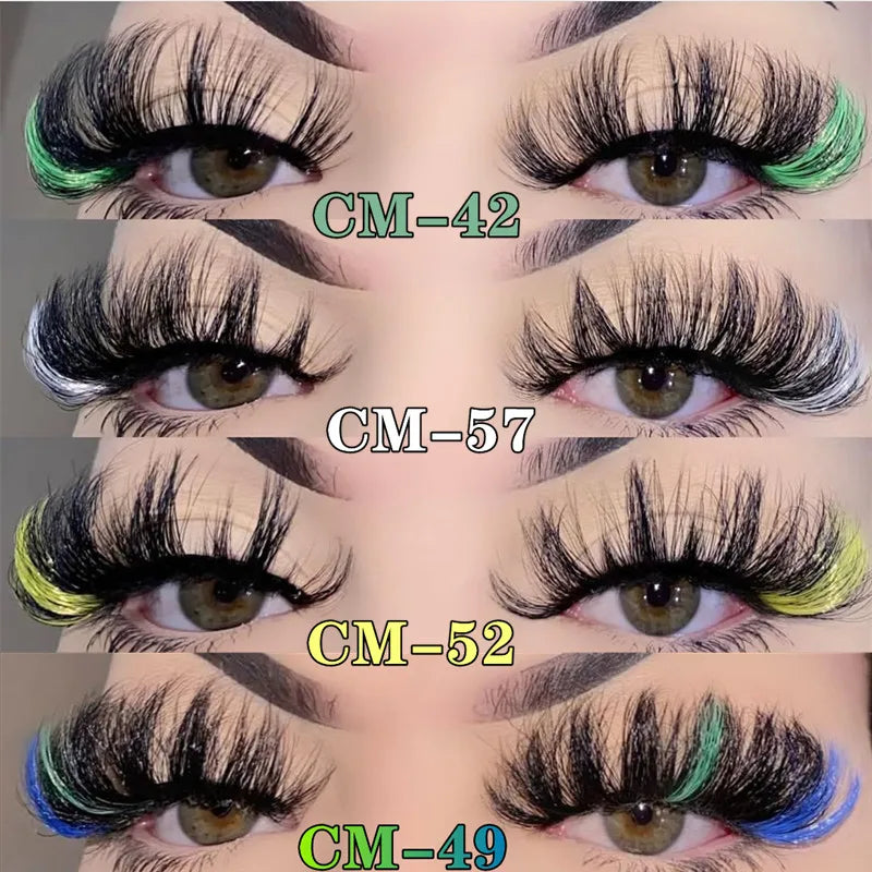 Asiteo Rainbow Eye Lashes Cruelty Free Dramatic Makeup Beauty Purple/pink/blue Cilias Ombre Two Toned Colored Eyelashes Cosplay