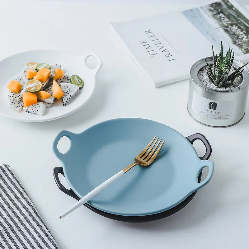 Nordic Amphora Round Plate Breakfast Vegetable Salad Ceramic Disc Steak Pasta Dinner Platter Cake Fruit Dessert Tray