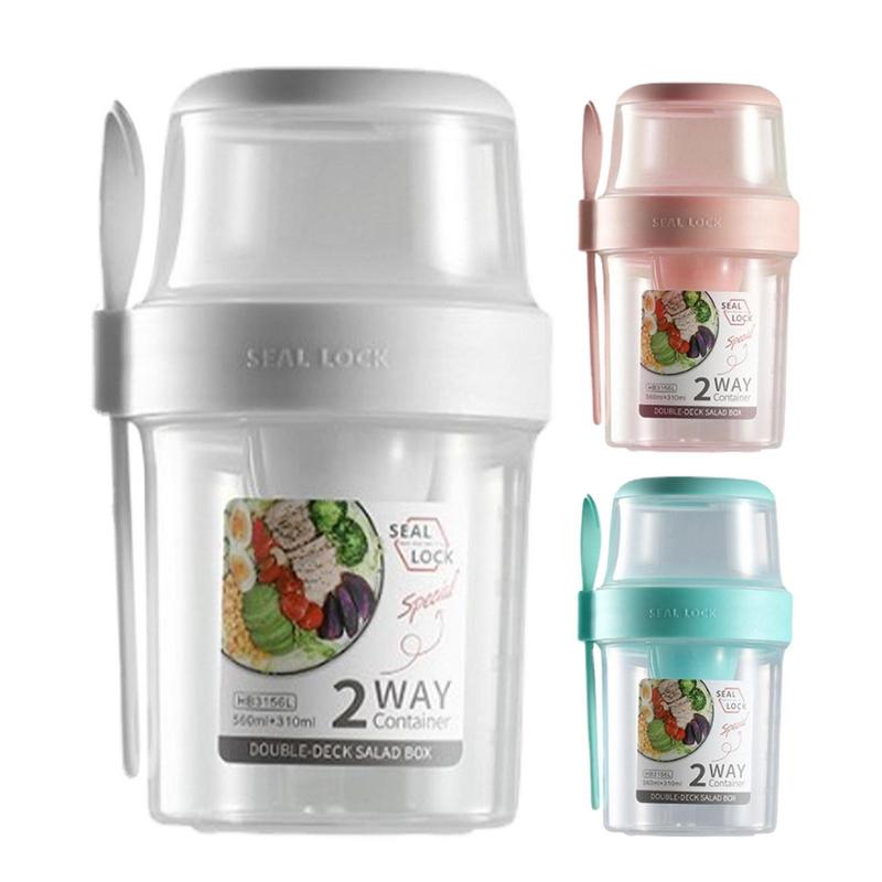 Portable Breakfast Cups Cereal Nut Yogurt Salad Cup Container Set With Lid Spoon Cup Bottle Food Storage Bento Box Lunch Box