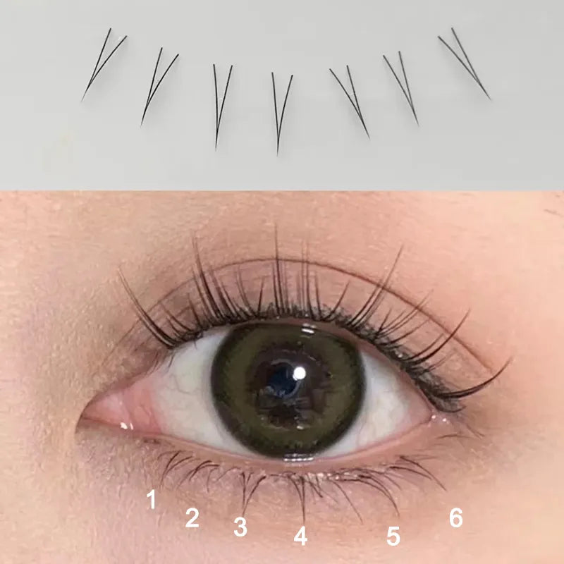 J curl V Shape Under Eyelash Comic Eye Lashes Natural Bottom Lashes Soft Manga Eyelashes Bunches Eyelash Clusters Korean Makeup