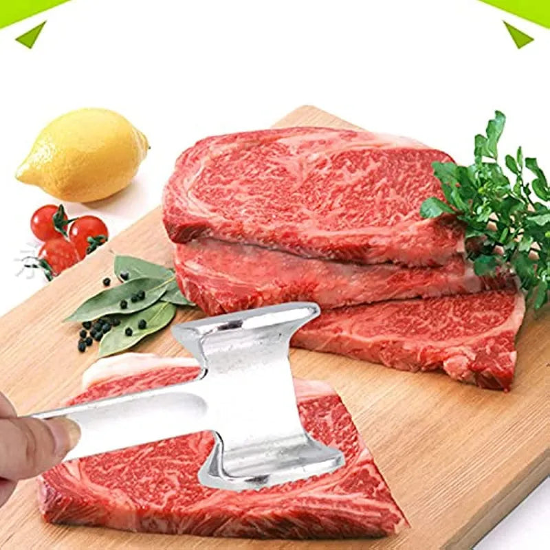 Meat Tenderizer Hammer Household Stainless Steel Steak Metal Mallet Kitchen Tool Heavy Duty Durable Double-Sided Tenderizer