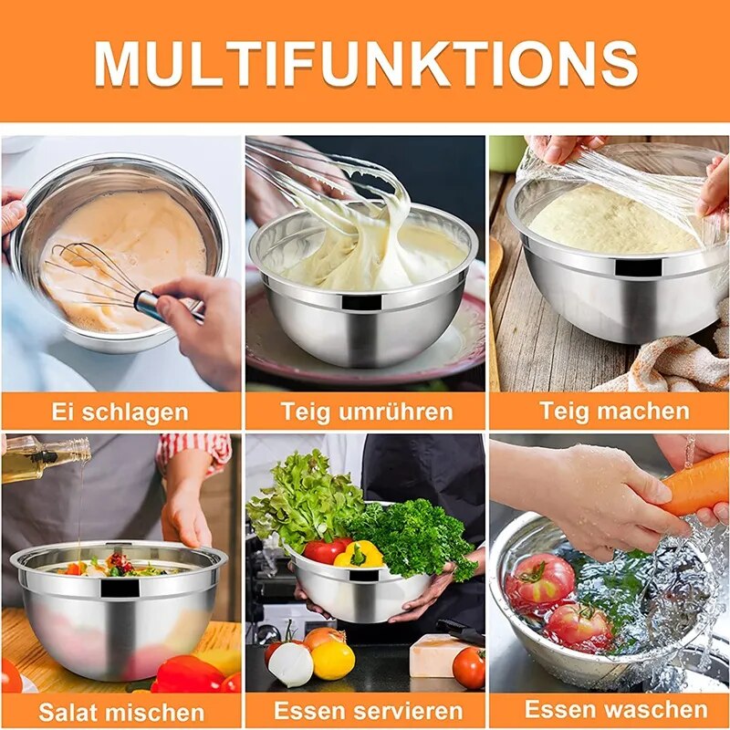 5 Pieces Mixing Bowl,Stainless Steel Salad Bowl Stackable Serving Bowl With Airtight Lids For Kitchen Cooking Baking,Etc