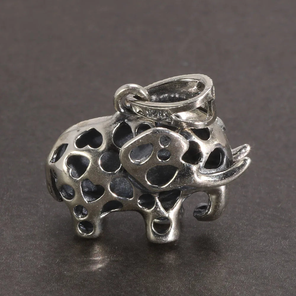 Real 925 Sterling Silver Jewelry Vintage Elephant Pendant Inlaid Retro Thai Silver Marcasite For Women Colgantes De Plata 925