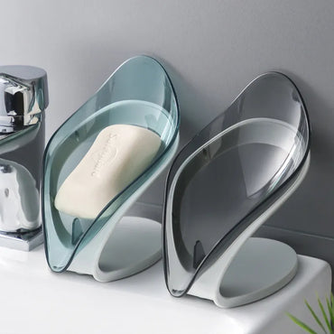 Bathroom Soap Holder Leaf Shape Dish Soap Kitchen Sponge Soap Box Storage Non-slip Drain Soap Case Container Bathroom accessorie