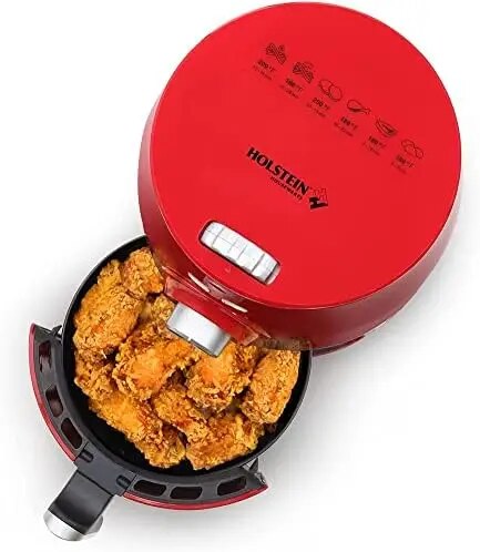 Air Fryer, Red/Silver - Convenient and User Friendly for Optimal Cooking