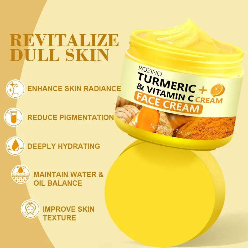 Turmeric Vitamin C Cream Moisturizing Smooth Wrinkles Collagen Hyaluronic Acid Makes Skin Look Younger Cream Skin Care Cosmetics