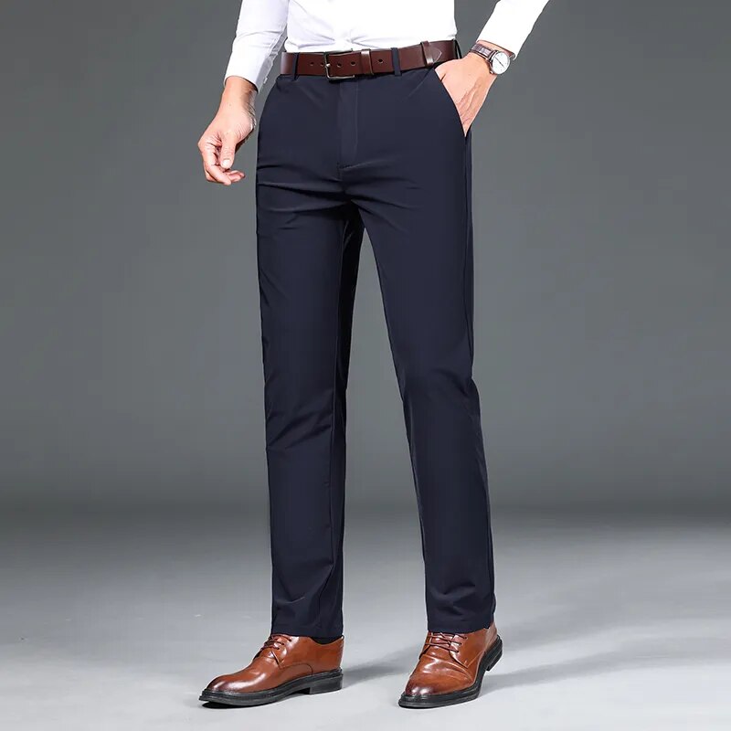 New Mens Business High-quality Casual Elegant Elasticity Pants Cotton Soft  Slacks Male Trousers Suit