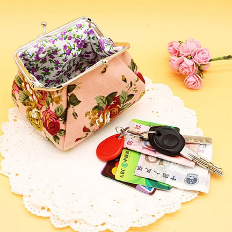 New Arrival Women Flower Printed Canvas Wallet Card Holder Coin Purse Clutch Handbag Bag For Beauty And For Health