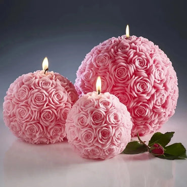 Rose Flower Ball Shape Fragrance Candle Rose Scented Candles Home Bedroom Geometric Decoration Ball Wax Fragrance Candle Gift