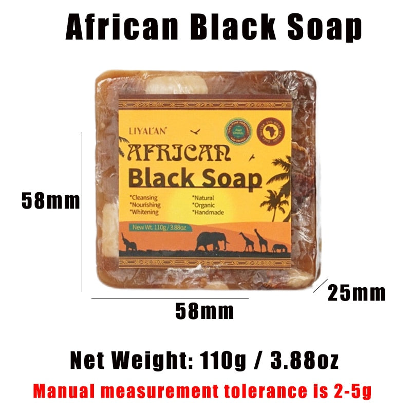 110g Black Soap Facial Lightening African Soap For Black Skin Magic Anti Taches Face Bath Whitening Nourish Clean Acne Treatment