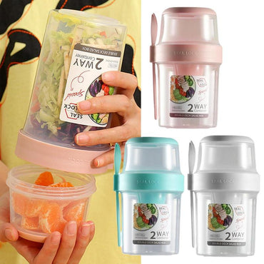 Portable Breakfast Cups Cereal Nut Yogurt Salad Cup Container Set With Lid Spoon Cup Bottle Food Storage Bento Box Lunch Box