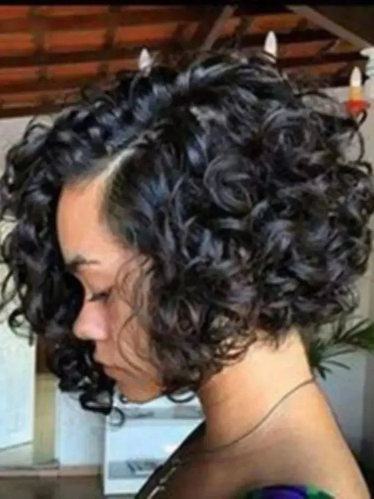 Short Curly Black Wigs for Women Synthetic Natural Wavy Costume Cosplay Party Wig