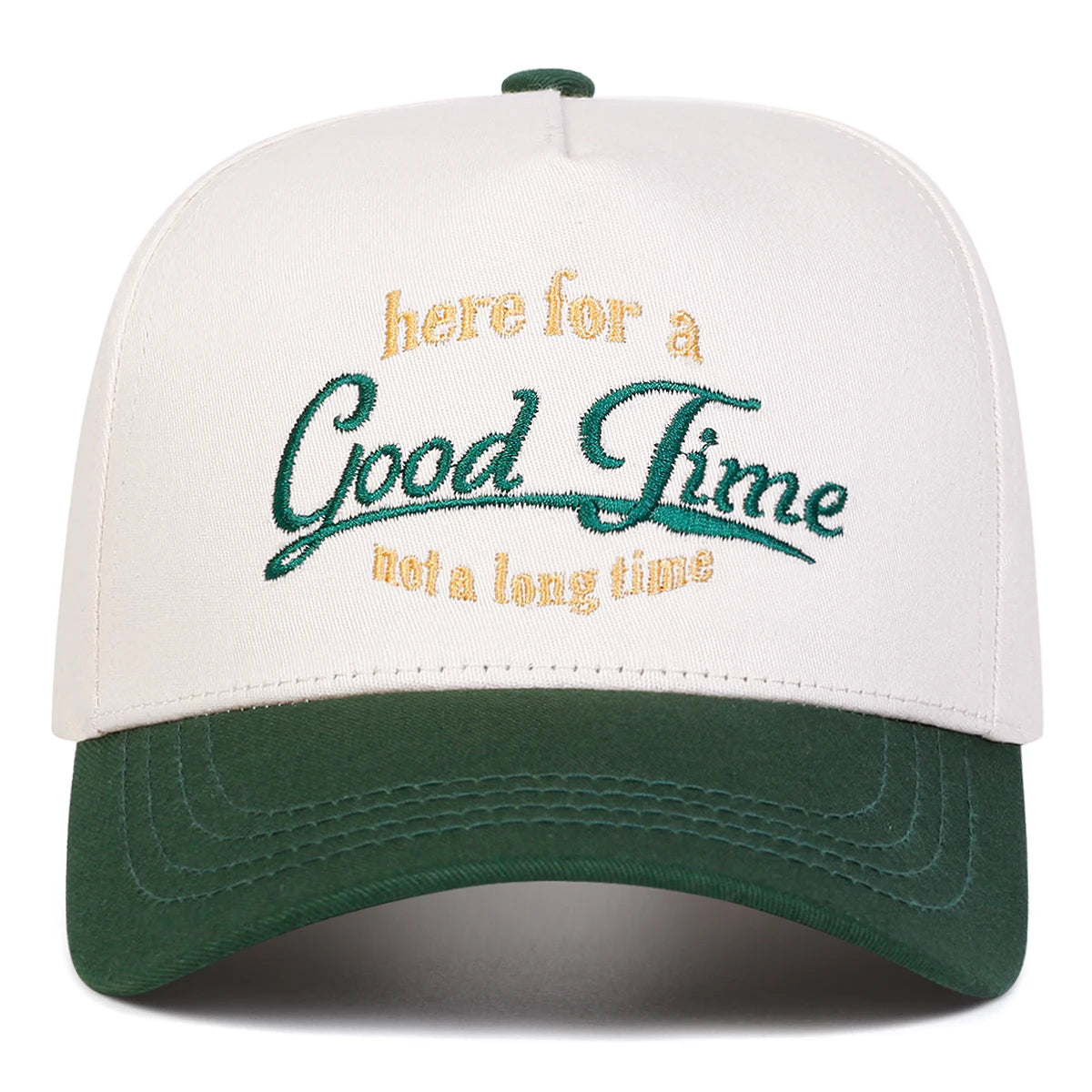 Unisex GOOD TIME Letter Embroidery Baseball Caps Outdoor Adjustable Spring and Autumn Casual Sunscreen Hat