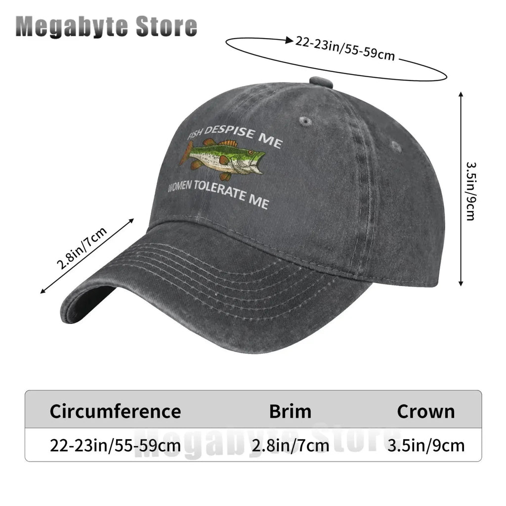 Funny Fishing Cap Fish Despise Me Women Tolerate Me Cap Men Baseball Caps Cool Cap