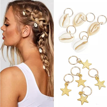 5-10pcs/bag Alloy Shell Charms Hair Braid Dread Dreadlock Beads Hair Clips Cuffs Rings Jewelry Dreadlocks Clasp Tool Accessories