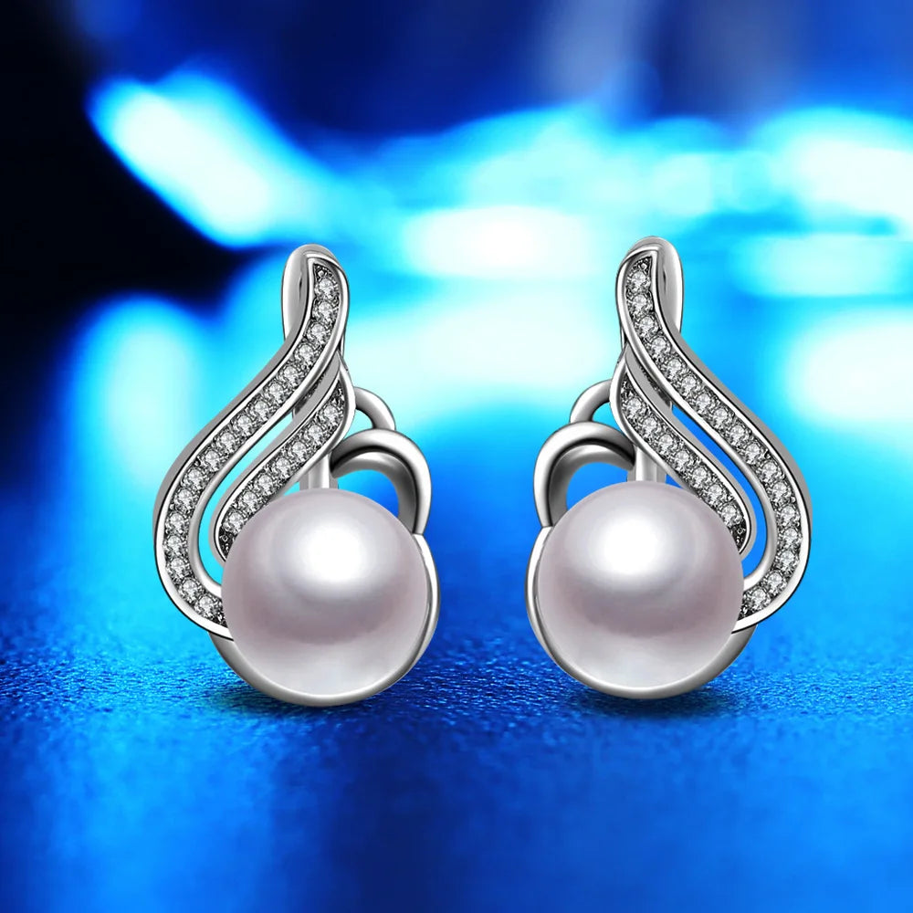 New 925 Sterling Silver Jewelry Earrings Simple Freshwater Pearl Earrings for Women Jewelry Gift Boucle D'oreille Brincos Para