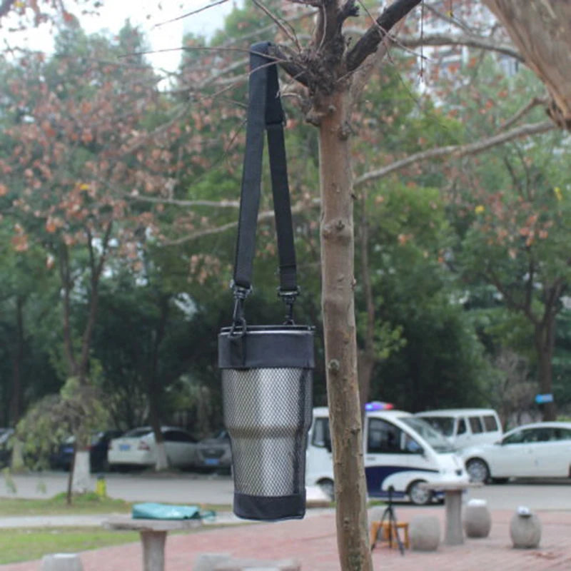 Water Bottle Holder Bag 30oz Black Outdoor Tumbler Activities Insulated Cover Carry Mesh Net Portable Fashion New