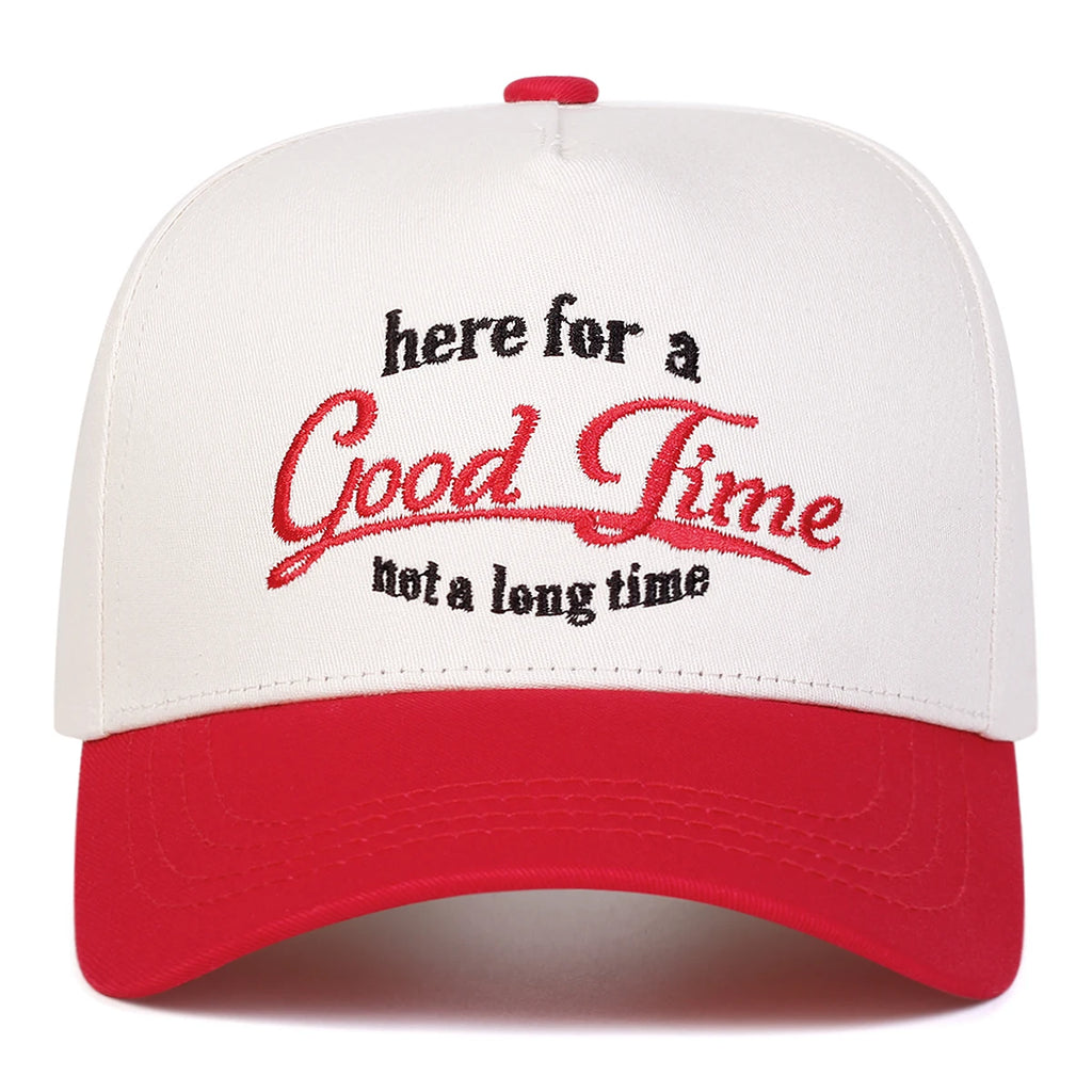 Unisex GOOD TIME Letter Embroidery Baseball Caps Outdoor Adjustable Spring and Autumn Casual Sunscreen Hat