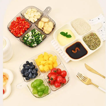 4 Compartment Serving Tray Divided Plate For Snacks Dry Fruits Anti-Scalding Serving Platters Portion Control Dinner Plate