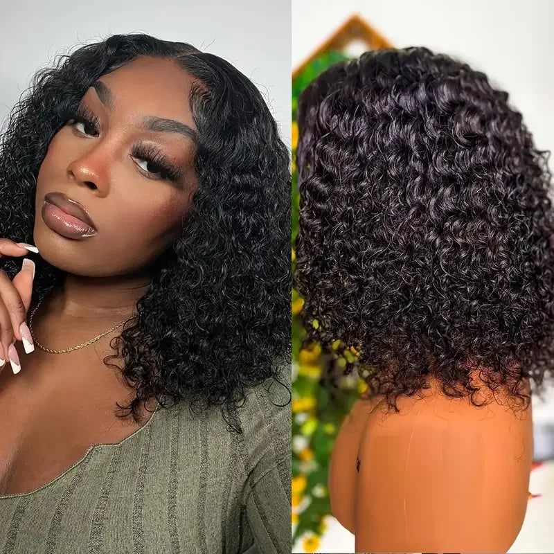 Glueless Deep Curly Bob Wigs Human Hair Short Curly Glueless 4x4 13x4 Transparent Lace Bob Wigs For Women