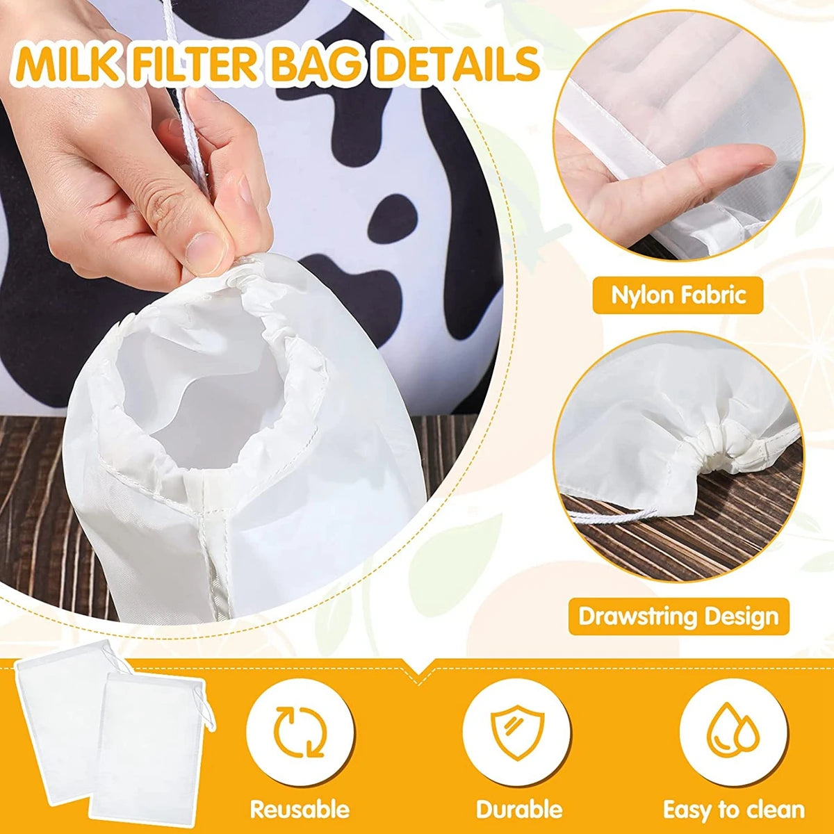 100/300/500 Mesh Fine Strainer Reusable Nut Milk Bags Kitchen Food Nylon Filter for Juices Cold Brew Tea Coffee Juice Strainers