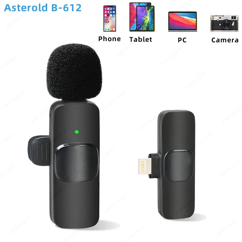 New Wireless Lavalier Microphone Portable Audio Video Recording Mini Microphone for iPhone Android PC Camera Live Gaming Phone