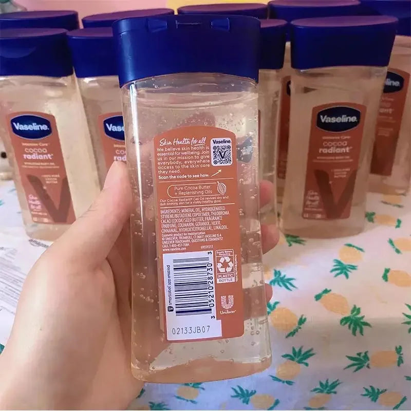 Vaseline 200ml Cocoa Radiant Body Oil Smooth Skin Aloe Vera Extract Vitamin C Essential Oil Moisturizing Cocoa Bean Skin Care