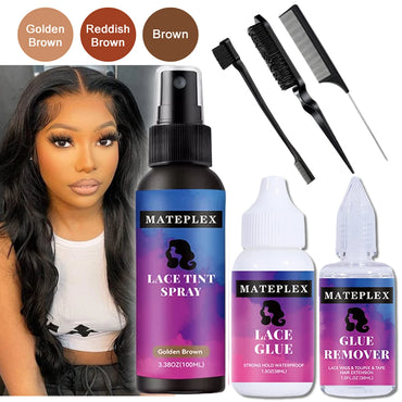 Lace Tint Mousse For Wigs Waterproof Lace Front Wig Glue Strong Hold Wig Adhesive Invisible Bonding Glue+hair Styling Comb Set