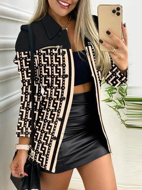 Jackets For Women 2023 Coat Clothes Women Casual Long Sleeve Print Jackets Coat Women's Elegant Colorful Thin Button Jacket Tops