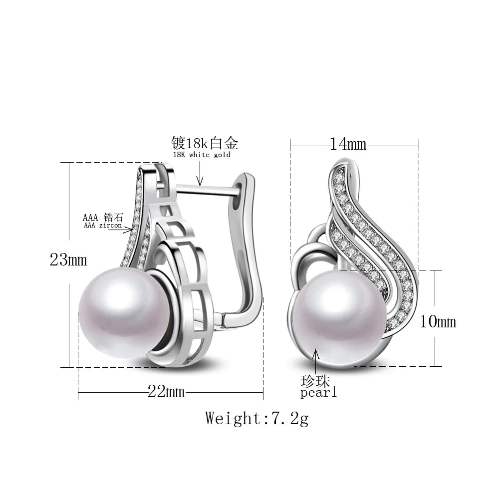 New 925 Sterling Silver Jewelry Earrings Simple Freshwater Pearl Earrings for Women Jewelry Gift Boucle D'oreille Brincos Para