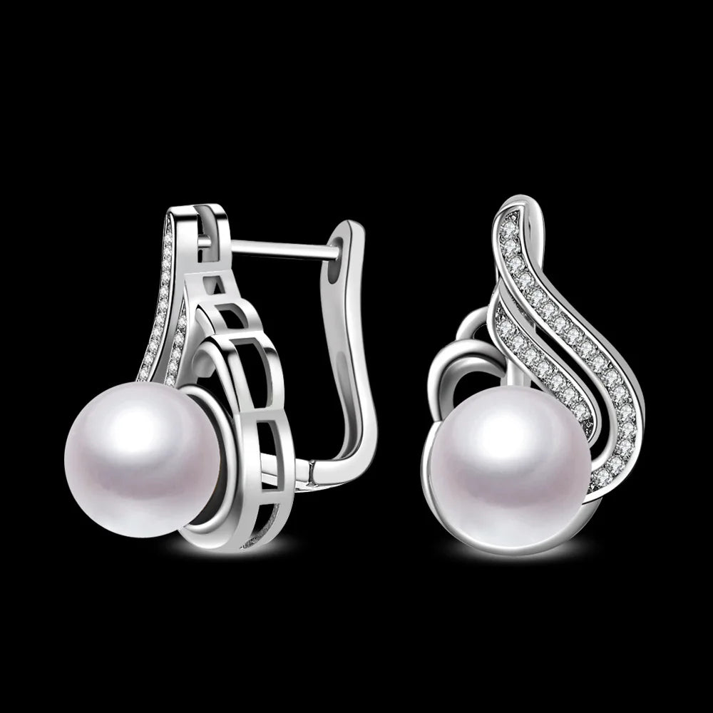 New 925 Sterling Silver Jewelry Earrings Simple Freshwater Pearl Earrings for Women Jewelry Gift Boucle D'oreille Brincos Para