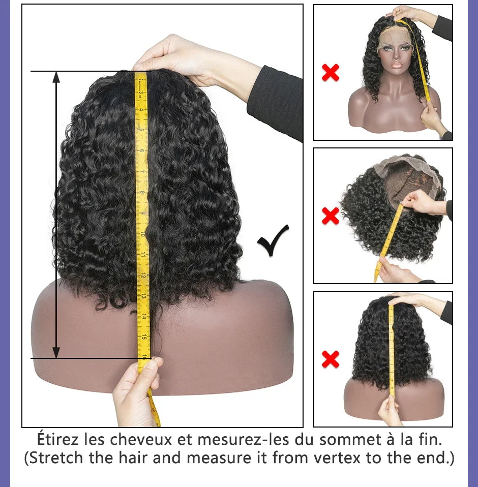 Kinky Curly Bob Wig T Part Lace Front Human Hair Wig For Women PrePlucked Short Bob Wigs  Transparent Deep Lace Frontal Wig