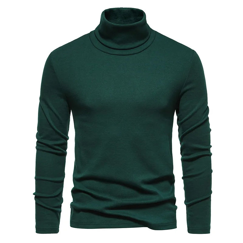 Mens Purple Turtleneck Sweater Autumn Winter Long Sleeve Warm Casual Basic Tops Slim Fit Warm Pullovers Undershirt Men 12 Colors