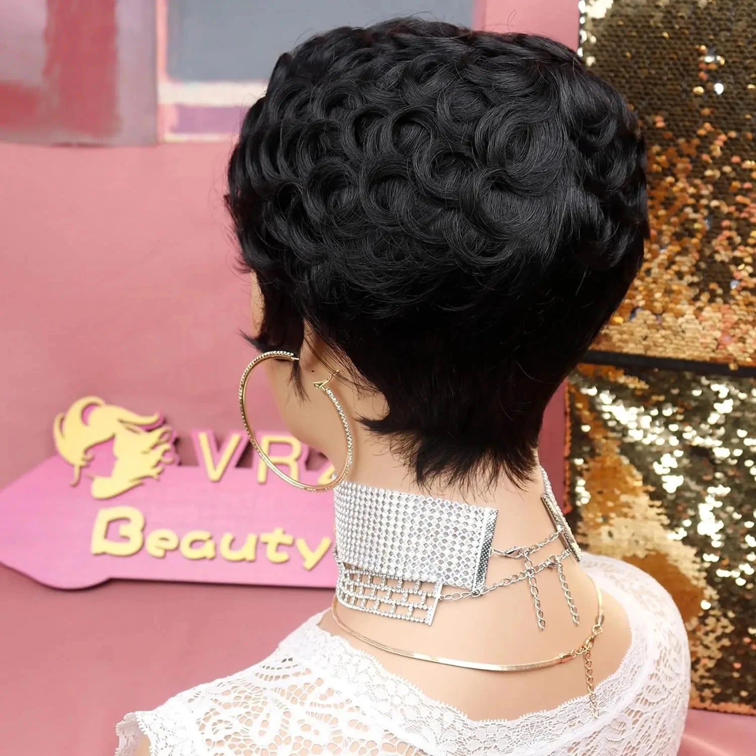 Short Curly Human Hair Wigs Perruques cheveux humains Wig with Bangs Machine Pixie Cut Wig Afro Kinky Curly Wig Bob Wig