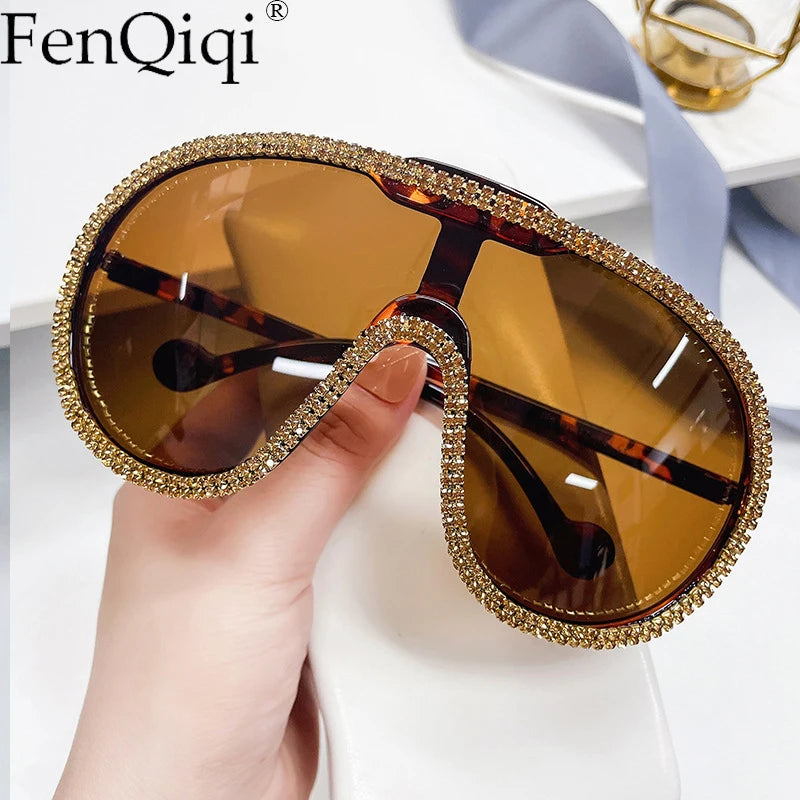 Summer Beach One-Pieces Handmade Big Sunglasses Women Oversized Yellow Fashion Sun Glasses Men UV400 Lunette Soleil Femme