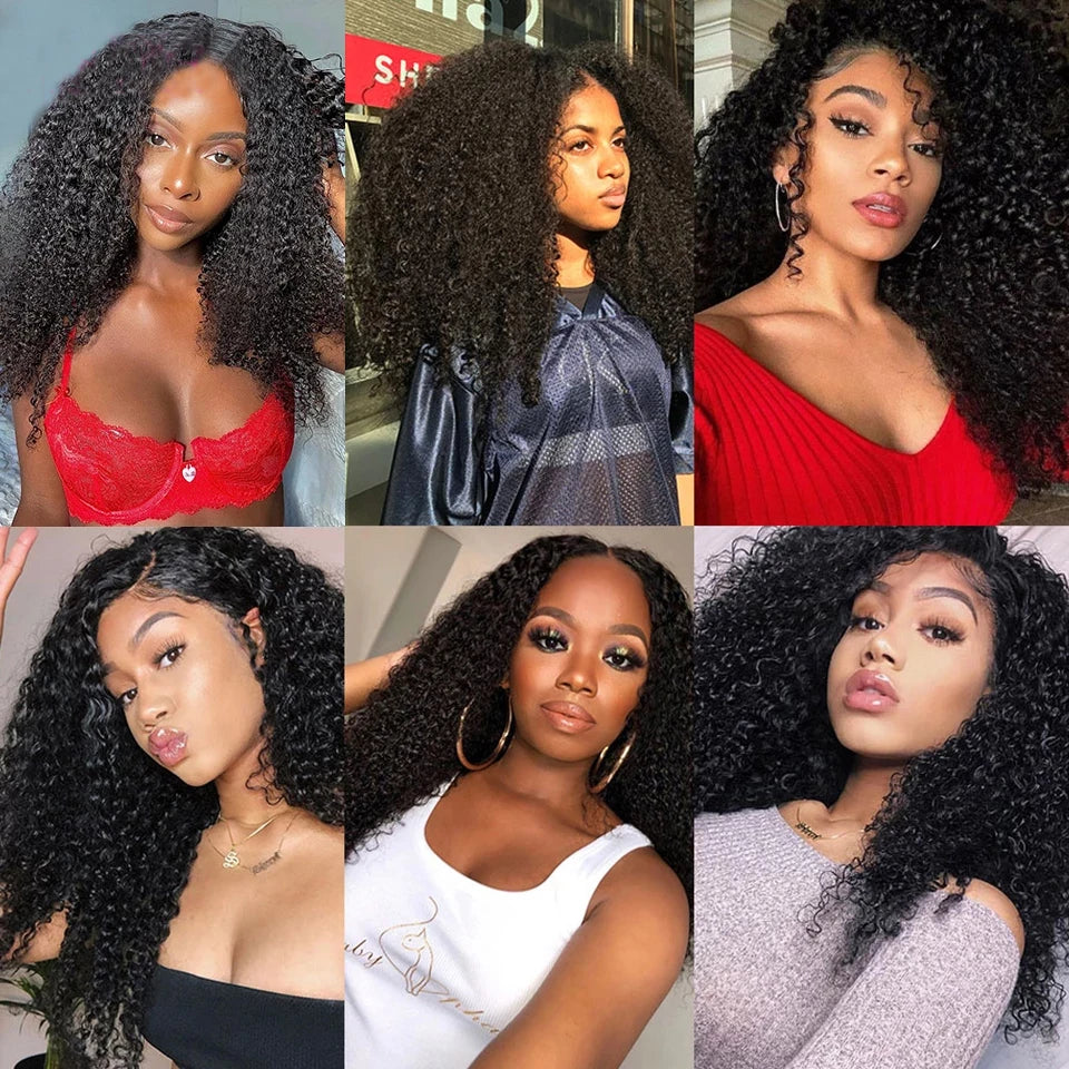 BAHW Malaysian Kinky Curly Hair Bundles 100% Human Hair Weave 3/4 Bundles Natural Black Curly Human Hair Extensions 8-30 Inch