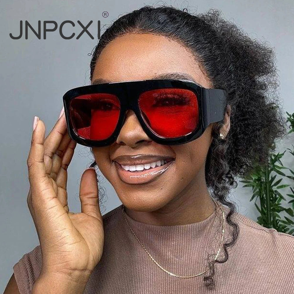 JNPCXI Oversized Square Sunglasses Fashion Gradient Women Luxury Retro Shades UV400 Outdoor Men Sun Glasses