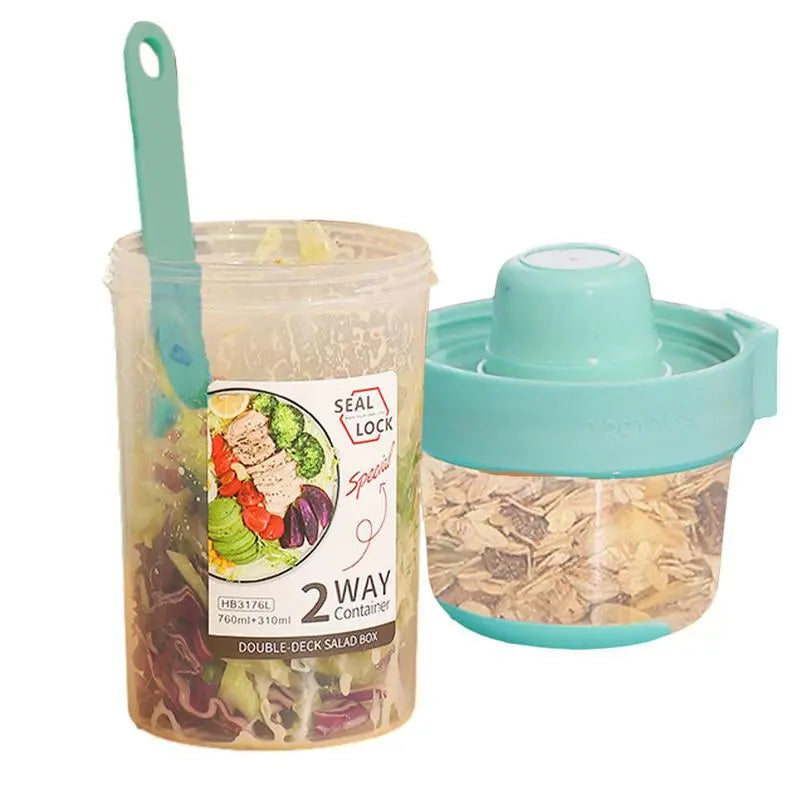 Portable Breakfast Cups Cereal Nut Yogurt Salad Cup Container Set With Lid Spoon Cup Bottle Food Storage Bento Box Lunch Box