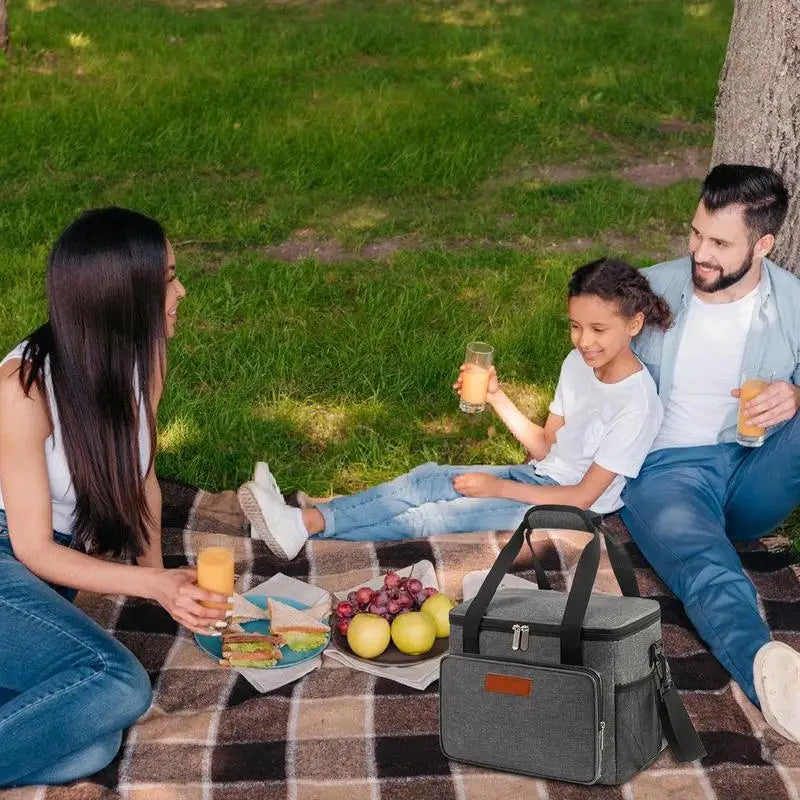 Insulated Lunch Bag Large Reusable Oxford Cloth Lunch Box Bag With Storage Mesh Bag Portable Cross-Body Insulated Lunch Bag