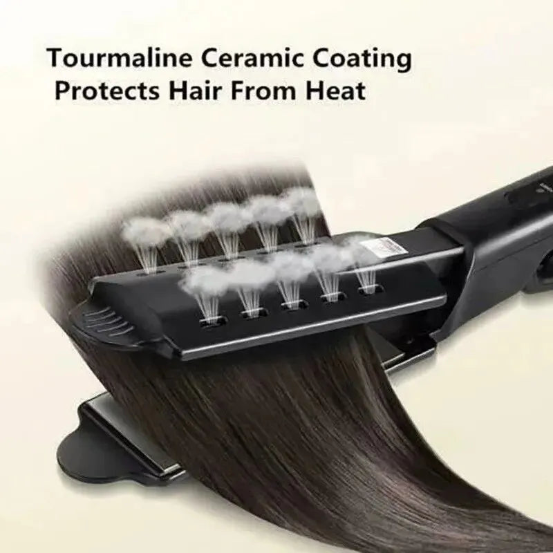 Wide Plate Ionic Flat Iron Hair Straightener Gray, High Tech Professional Steam Hair Straightener ,Adjustable Temperature 4 Gear