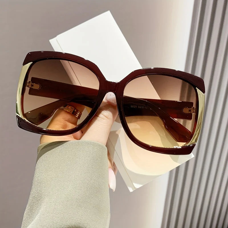 Oversized Oval fashion sunglasses women Y2K fashionable luxury gradient lens showcasing personality ideal holiday accessories
