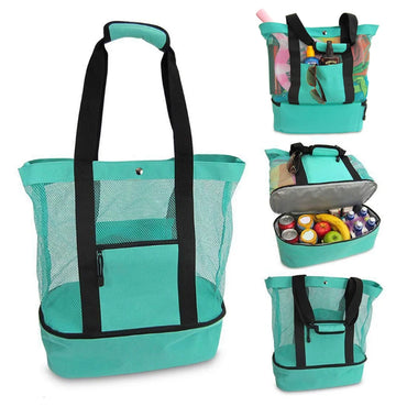 Outdoor Insulated Cooler Bag Portable Beach Mesh Bag Upgraded version Food Picnic Mesh Waterproof Storage Bag