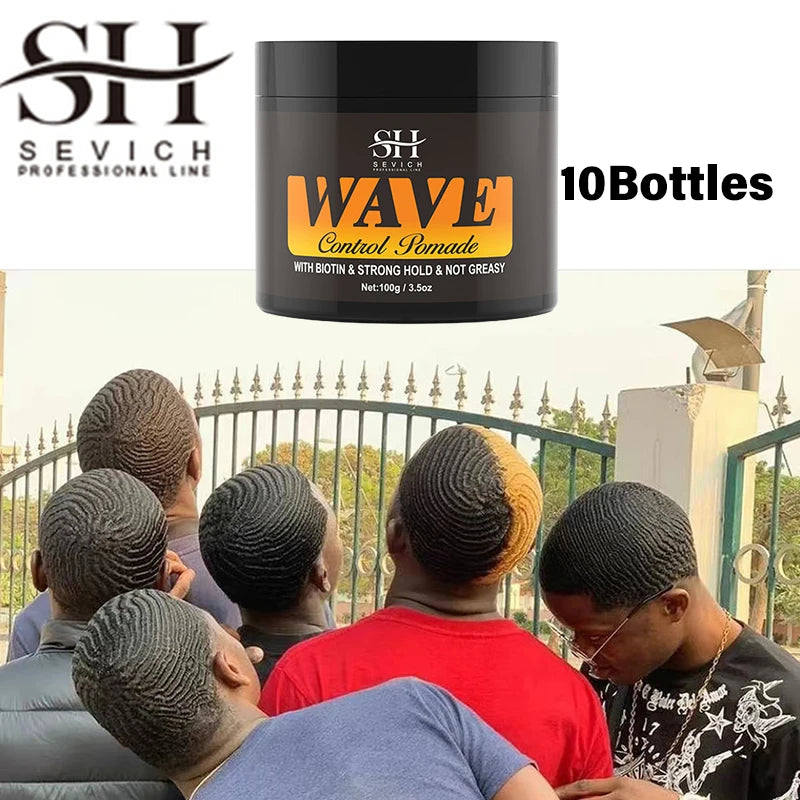 African Natural Wave Control Pomade for Black Men Strong 360 Waves Layered Style Clay Hair Silky Shine Wavy Frizz Grease Builder