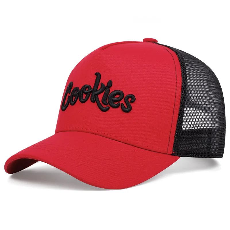Cookies Embroidered baseball cap Outdoor sports mesh cap Summer shade breathable mesh cap trends go with everything