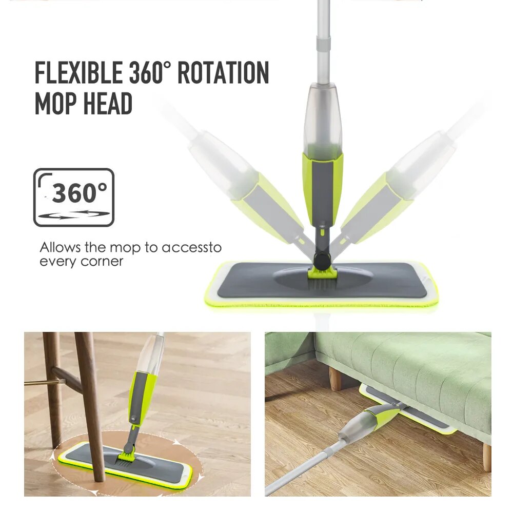 Spray Mop Broom Set Magic Flat Mops for Floor Home Cleaning Tool Brooms Household with Reusable Microfiber Pads Rotating Mop