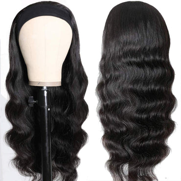 March Queen 26 28 Inch Headband Wig Human Hair Straight Brazilian Non Remy Head Band Wigs For Black Women Full Machine Made Wig