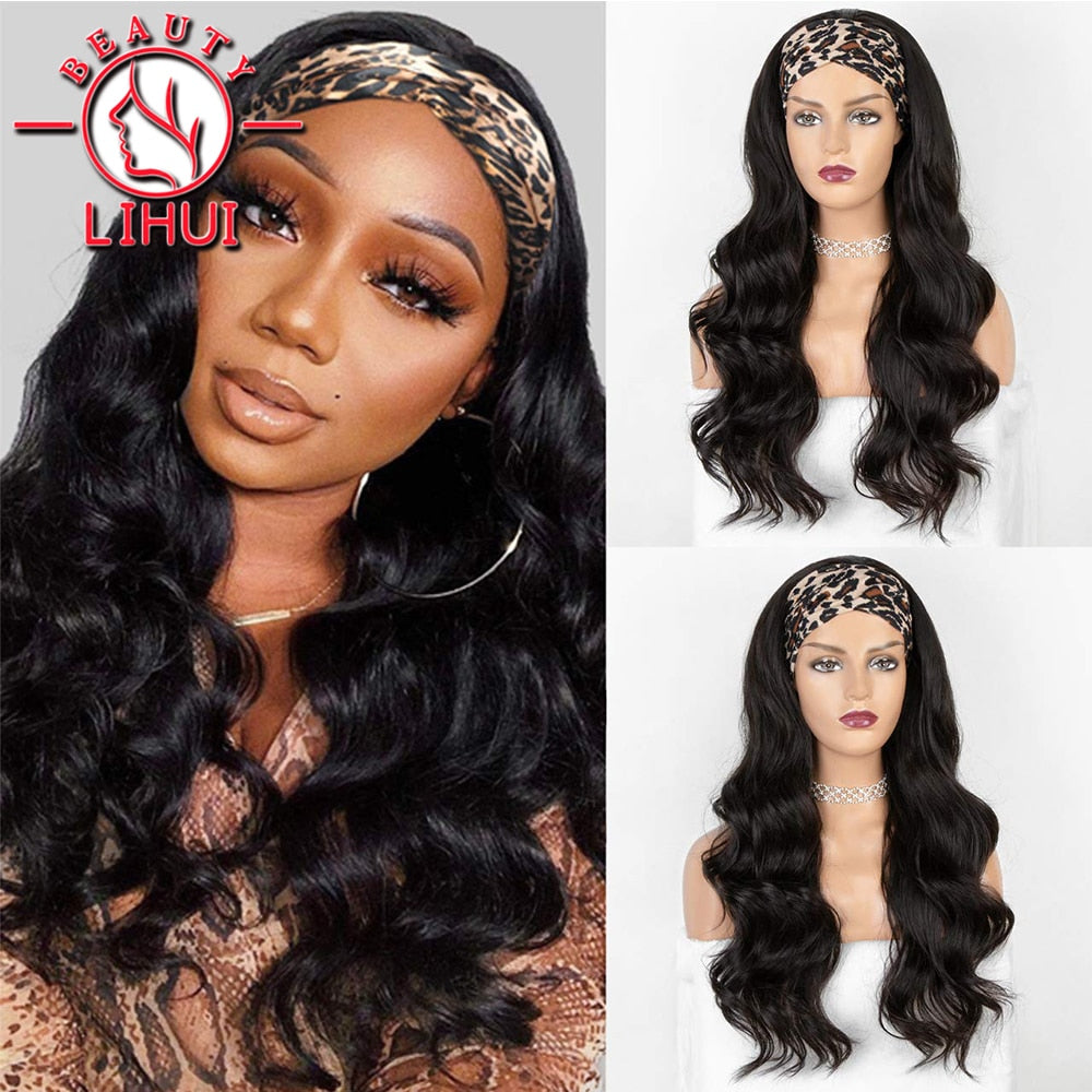 Headband Wig Yaki Straight Synthetic Wigs Curly Wave Head Band Wigs For Black Women For Women Natural Black Hair Extensions