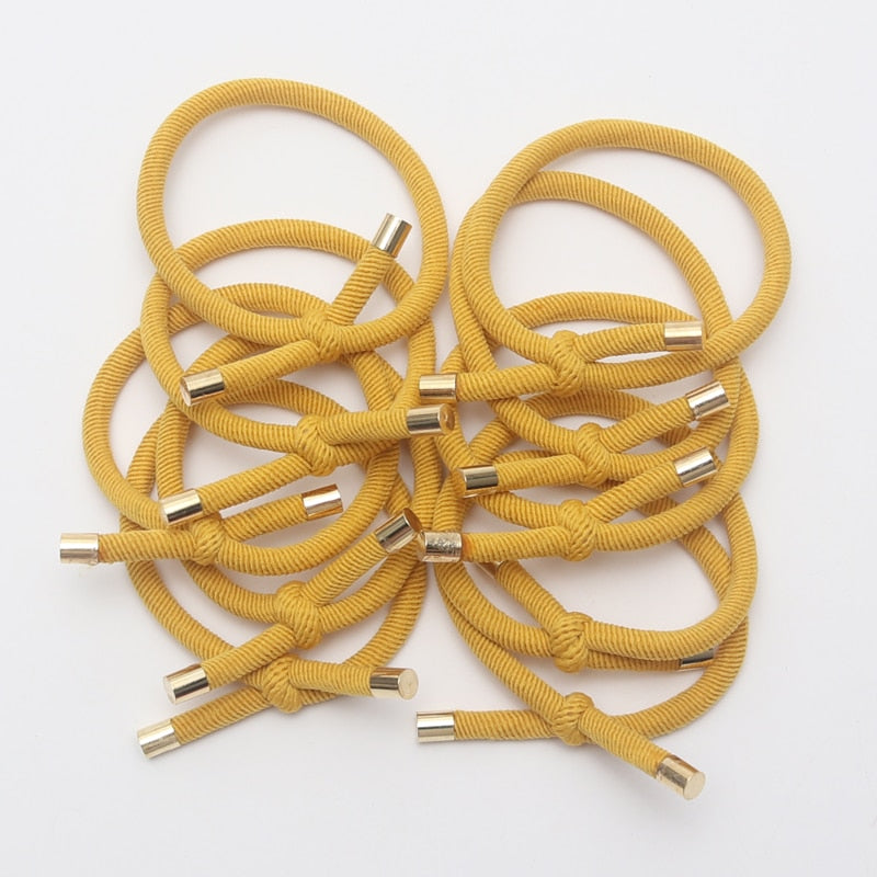 10PCS Women Elastic Hair Rubber Bands High Quality Girls Hair Bands Hair Scrunchies Gold Plated  Hair Accessories Hair Gum/Tie